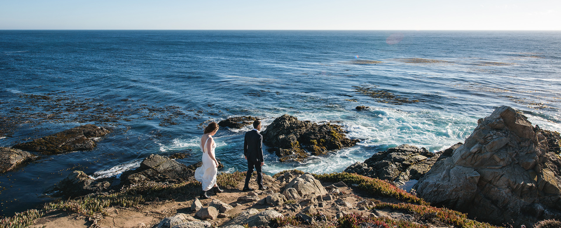 Couple overlooking the Pacific at Big Sur wedding